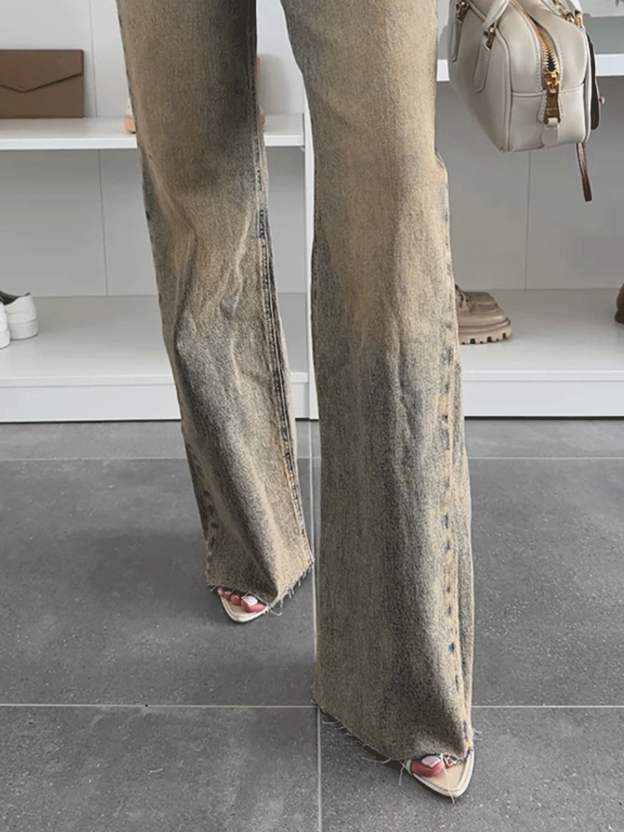 Wide leg-jeans i vintagetvätt