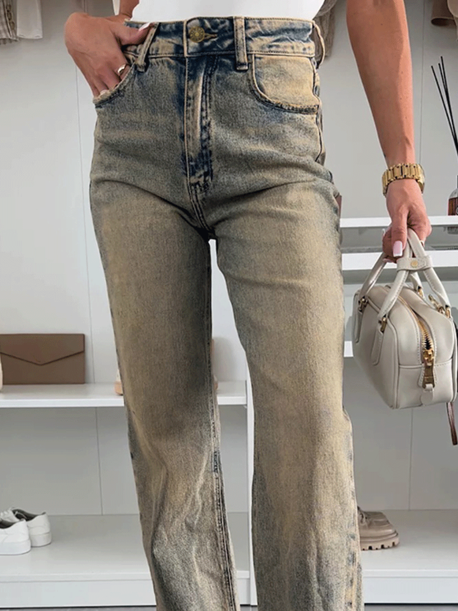 Wide leg-jeans i vintagetvätt