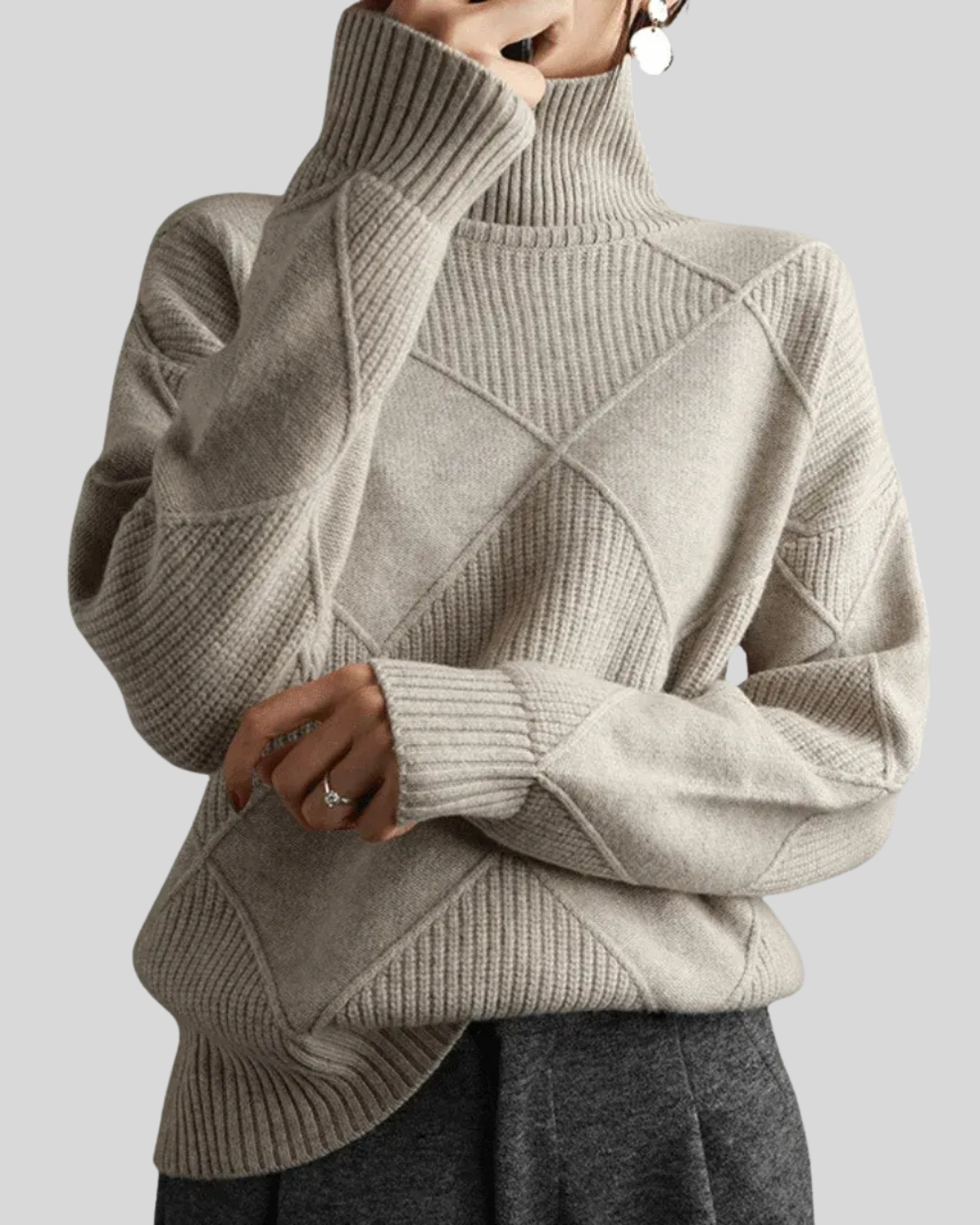 Geometrisk stickad polotröja