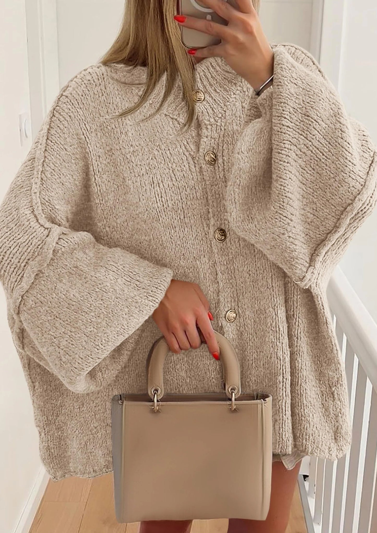 Oversized Stickad Cardigan