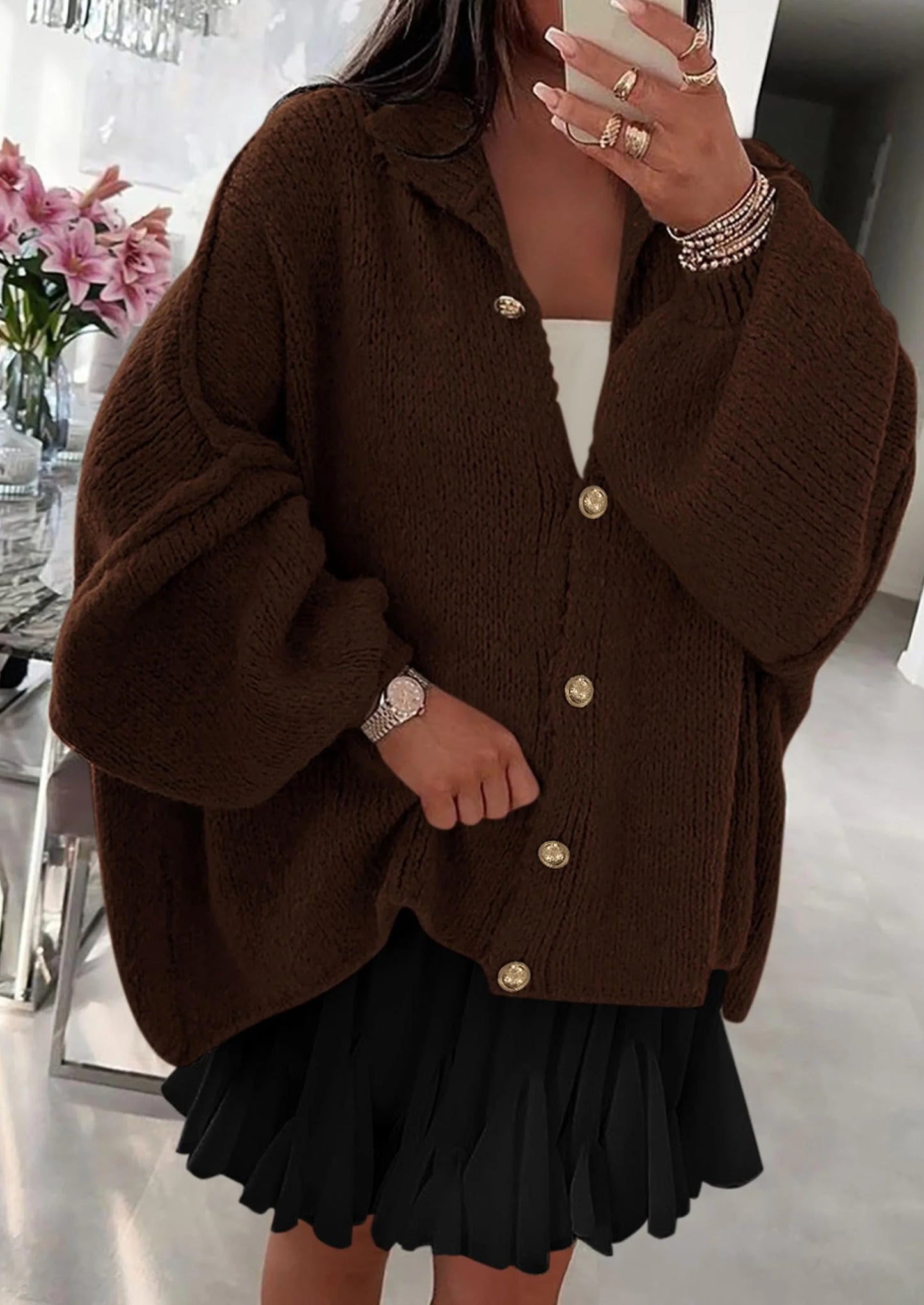 Oversized Stickad Cardigan