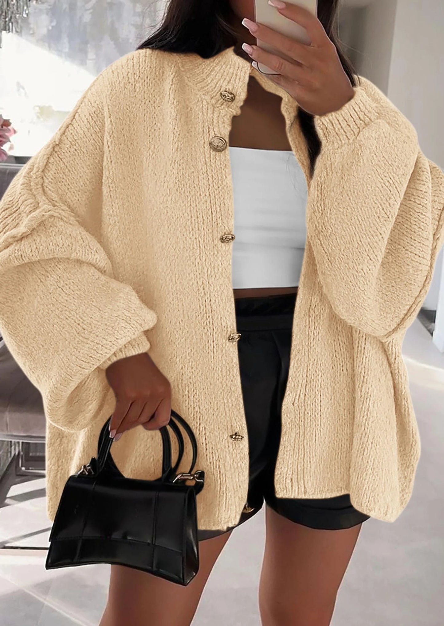 Oversized Stickad Cardigan