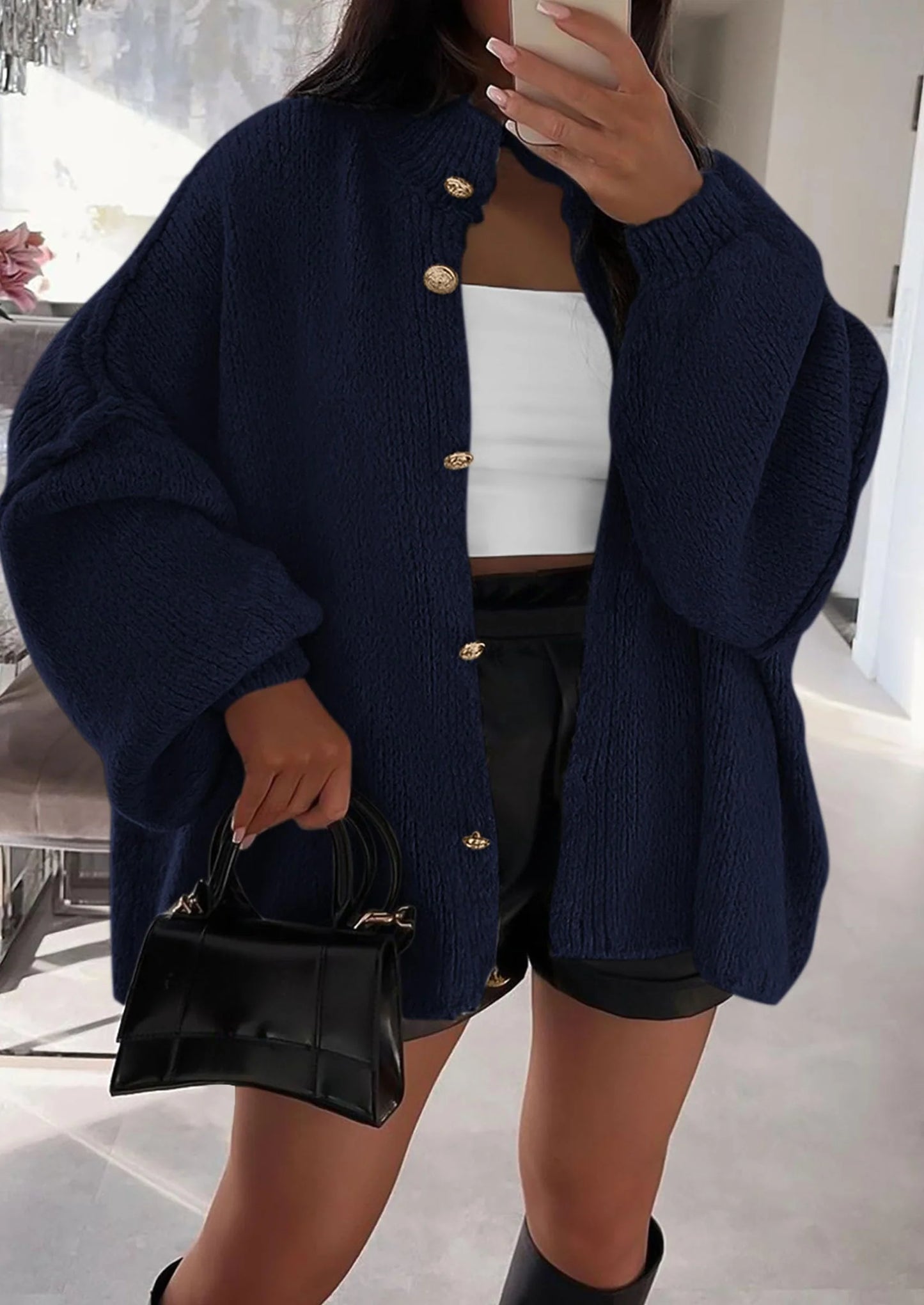Oversized Stickad Cardigan
