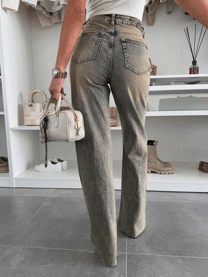 Wide leg-jeans i vintagetvätt