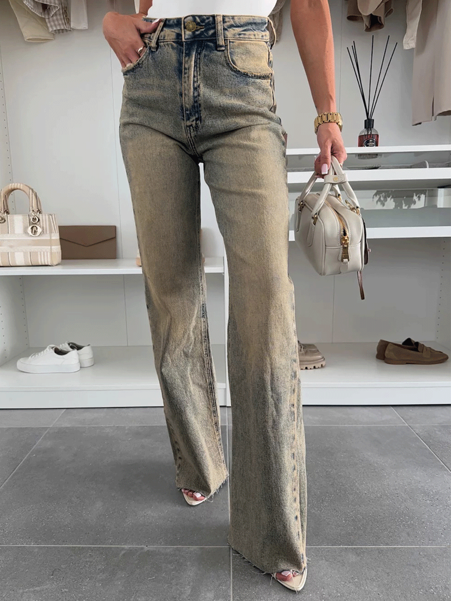 Wide leg-jeans i vintagetvätt