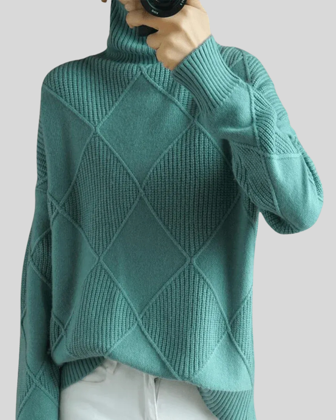 Geometrisk stickad polotröja