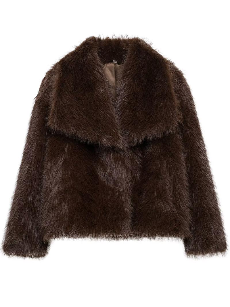 Elegant Kort Faux Fur Jacka