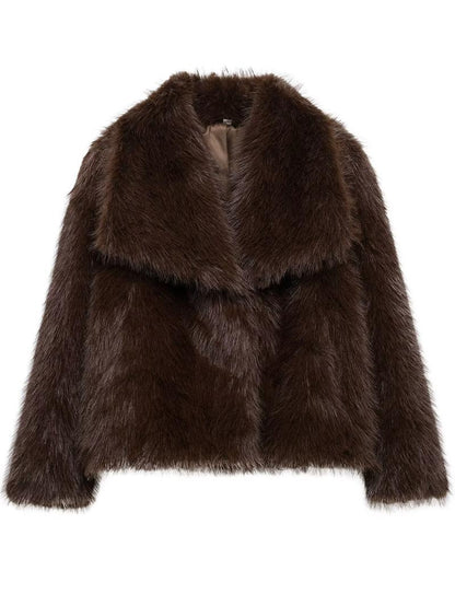Elegant Kort Faux Fur Jacka