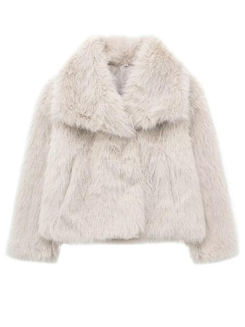 Elegant Kort Faux Fur Jacka