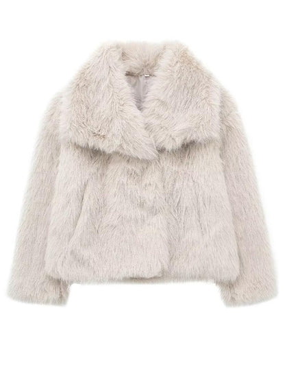Elegant Kort Faux Fur Jacka