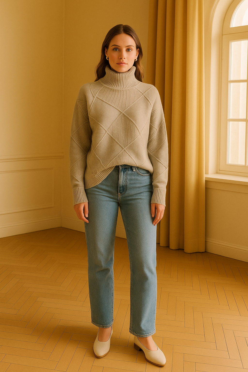 Geometrisk stickad polotröja