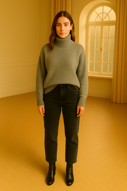 Mysig stickad polotröja