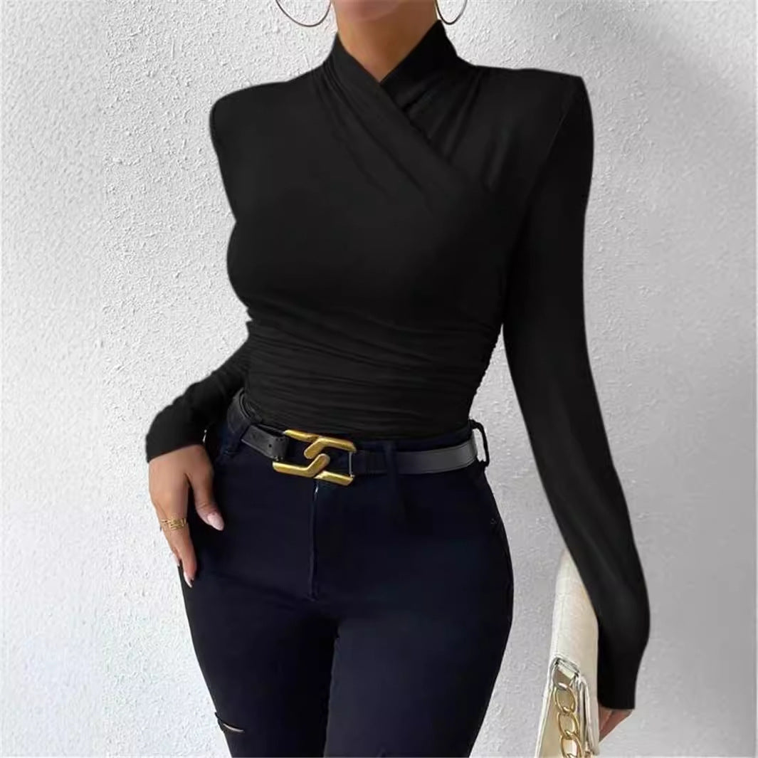 Långärmad topp med korsad front