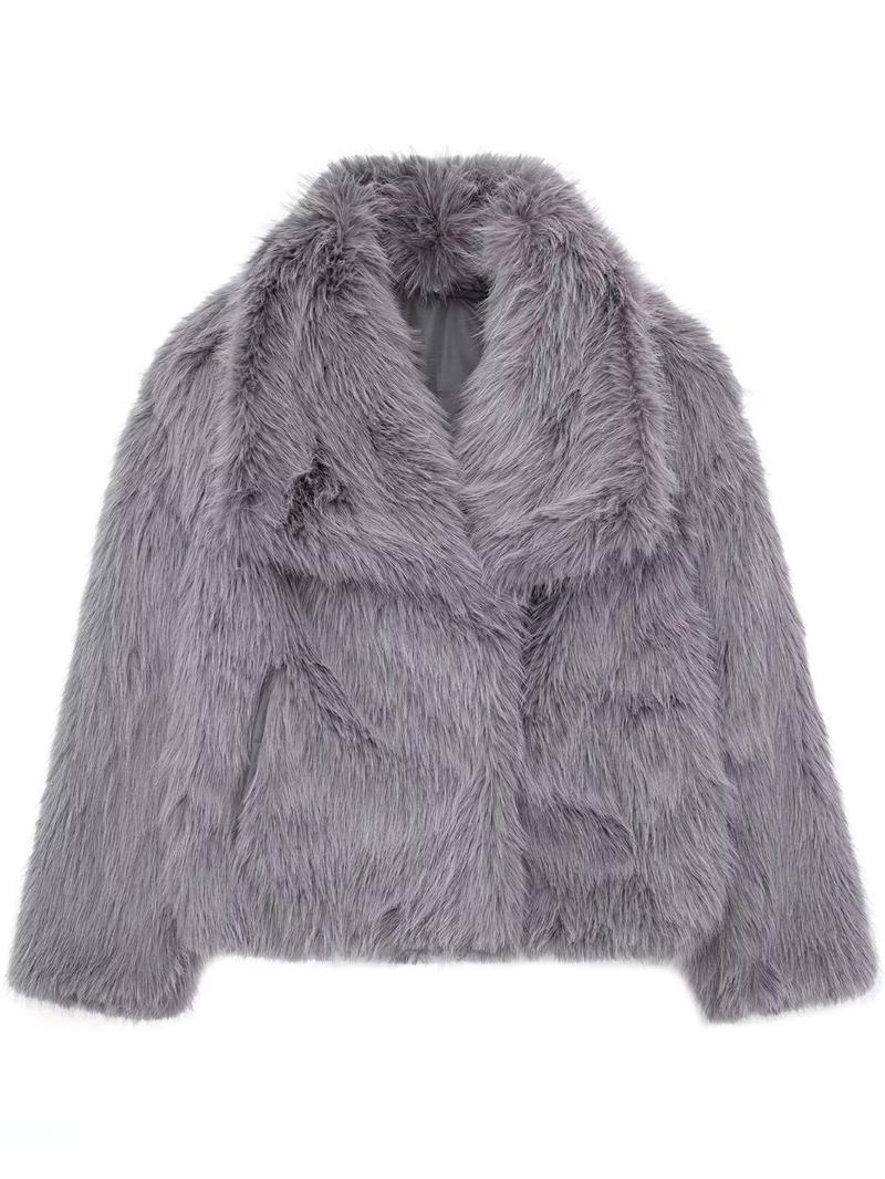 Elegant Kort Faux Fur Jacka
