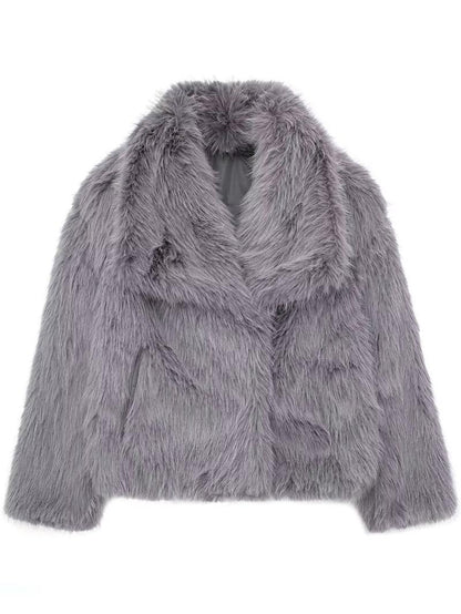 Elegant Kort Faux Fur Jacka