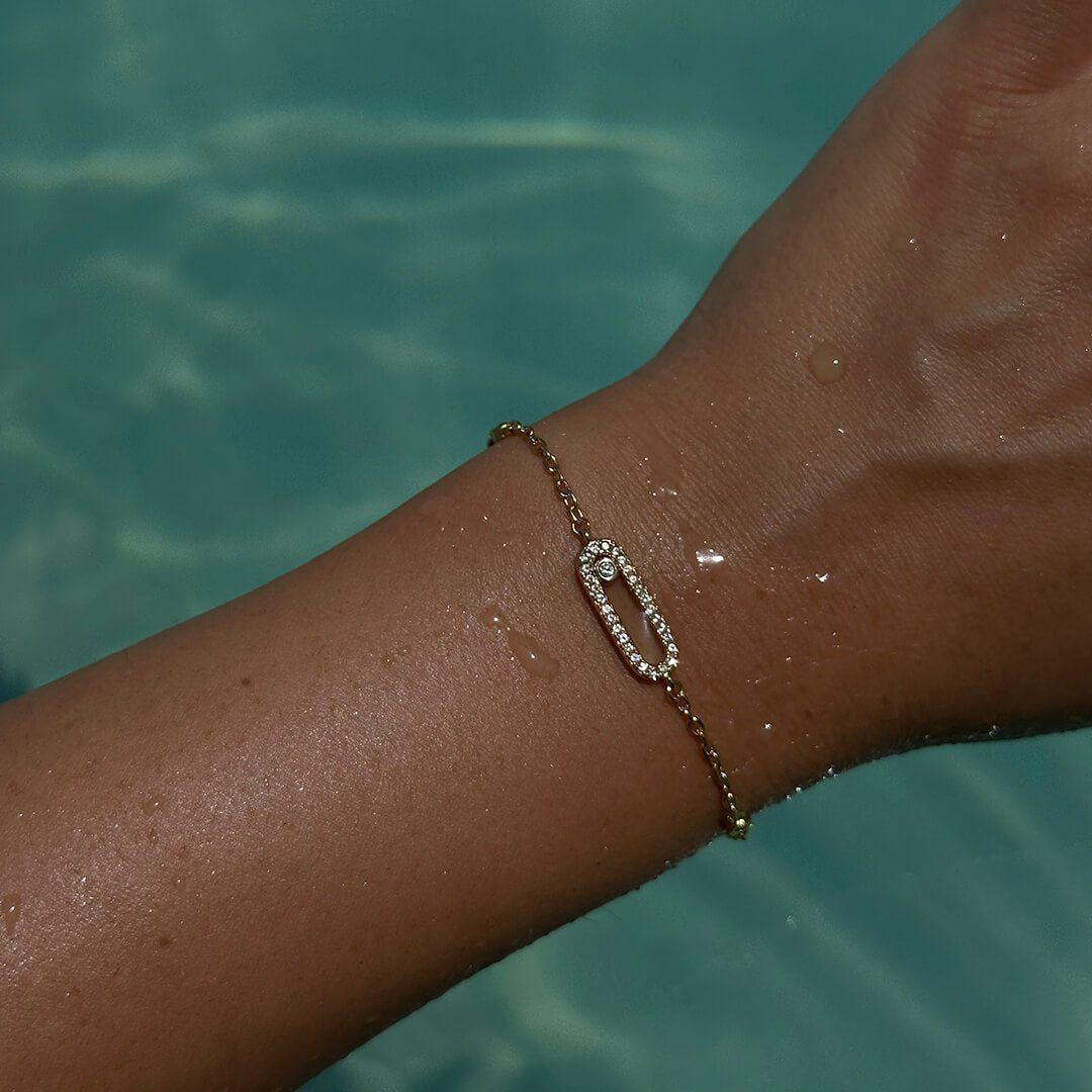 Gnistrande oval länkarmband