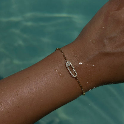 Gnistrande oval länkarmband